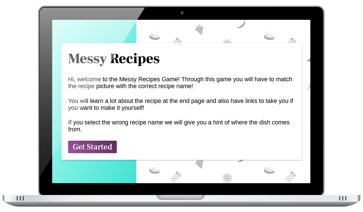 Messy recipes JavaScript game